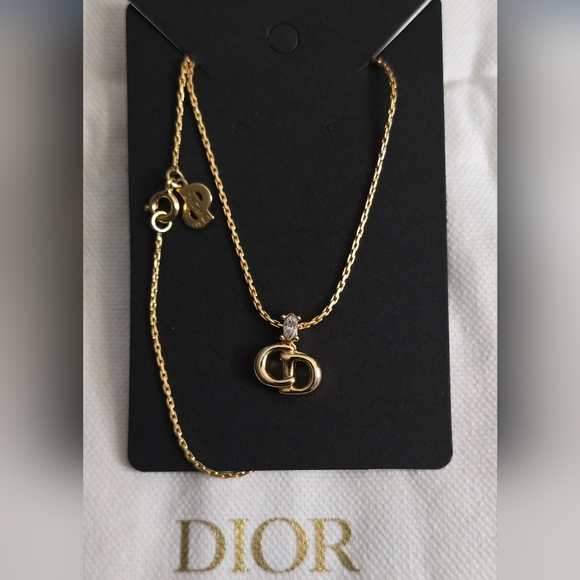 Christian Dior 18K Gold Plated CD Necklace With Rhinestone ✨️Made In GERMANY✨️ - Picture 2 of 14
